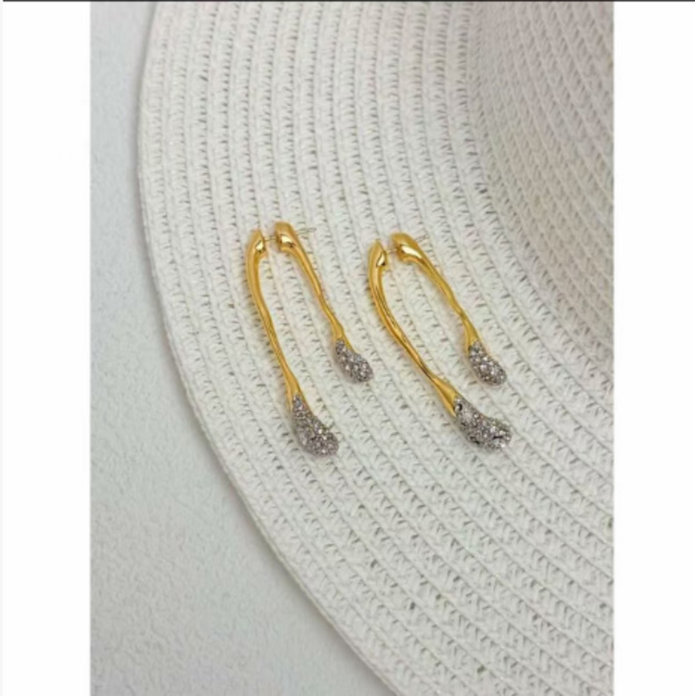 Alexis Bittar Solanales Crystal Front Back Double Drop Earring- Gold